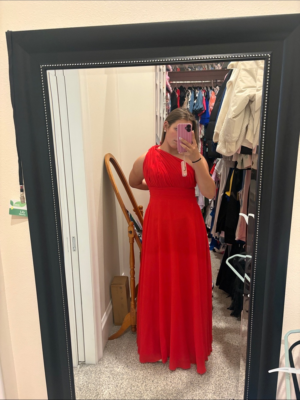 Elegant One-Shoulder Red Evening Dress